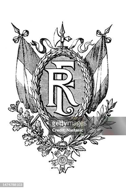 wappen - emblem der französischen republik - franzose stock-grafiken, -clipart, -cartoons und -symbole