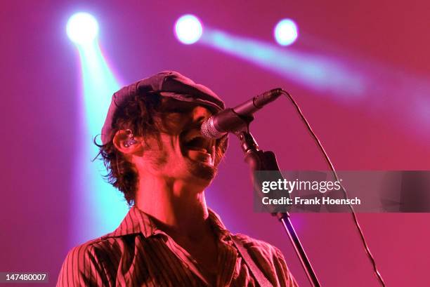 Singer Tyson Ritter of the band The All-American Rejects performs live in support of Blink 182 during a concert at the Max-Schmeling-Halle on June...