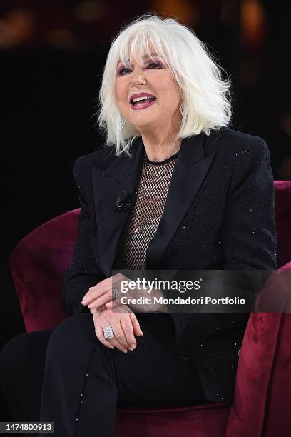 Italian tv host Loretta Goggi during the second episode of the tv broadcast Benedetta Primavera at Rai Dear studios. Rome , March 17th, 2023