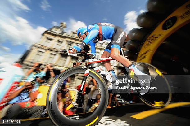 Ryder Hesjedal of team GARMIN SHARP BARRACUDA during the Prologue of the Tour de France on June 30, 2012 in Liege, Belgium.