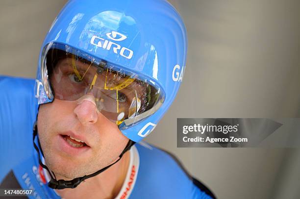 Ryder Hesjedal of team GARMIN SHARP BARRACUDA during the Prologue of the Tour de France on June 30, 2012 in Liege, Belgium.