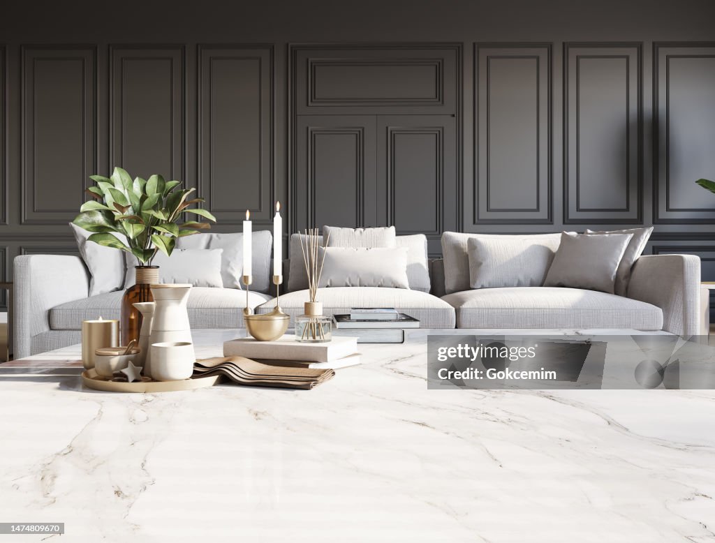 Intérieur de salon de luxe de style classique.