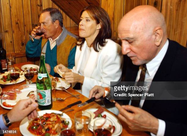 New York Mayor Michael Bloomberg has lunch with actors Dominic Chianese and Lorraine Bracco , of the hit HBO series "The Sopranos" at Dominic's Bar &...