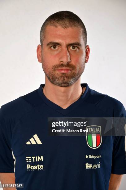 Nicola Sanna of Italy U21 poses during the Italy U21 portrait session on March 20, 2023 in Rome, Italy.