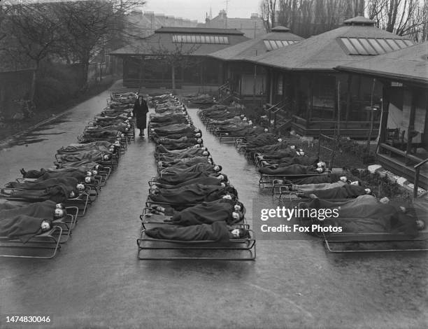 Schoolchildren taking their afternoon nap at Springwell House, London County Council School at Clapham Common, London, 22nd February 1933. Springwell...