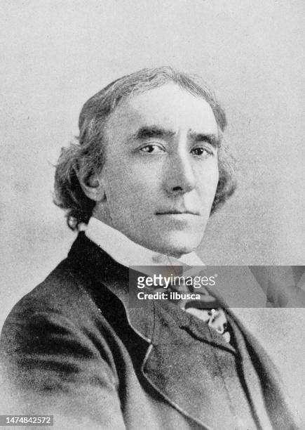 portrait of 19th century stage celebrities: henry irving - stars portrait session stock illustrations