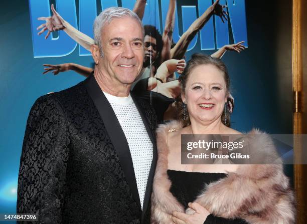 Robert Duva and Nicole Fosse pose at the opening night of "Bob Fosse's "Dancin'" on Broadway at The Music Box Theatre on March 19, 2023 in New York...