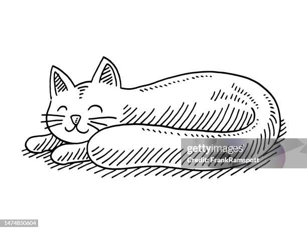 cute sleeping cat drawing - cat sleeping stock illustrations