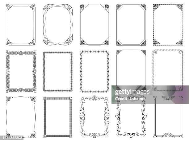 stockillustraties, clipart, cartoons en iconen met vintage retro ornamental decorative border frame - kaderrand