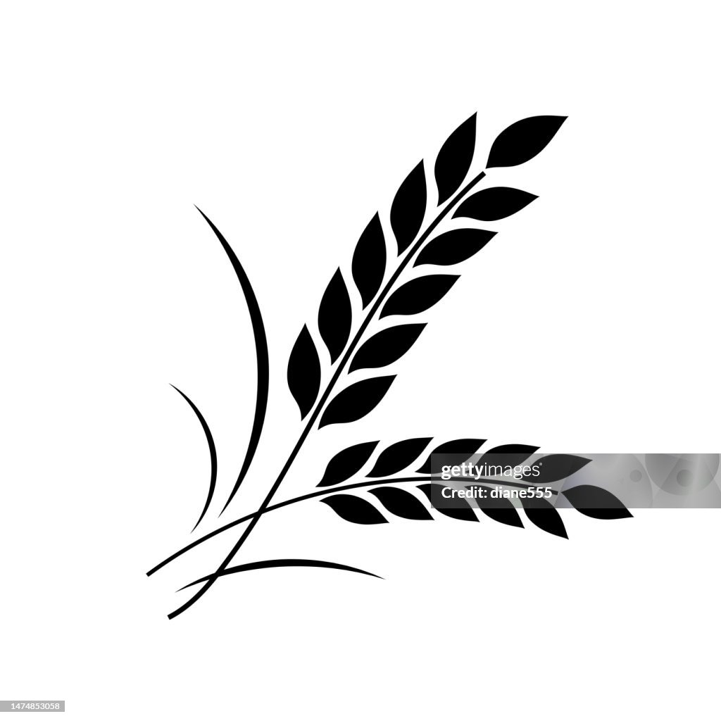Simple Black Wheat Icon On A Transparent Background