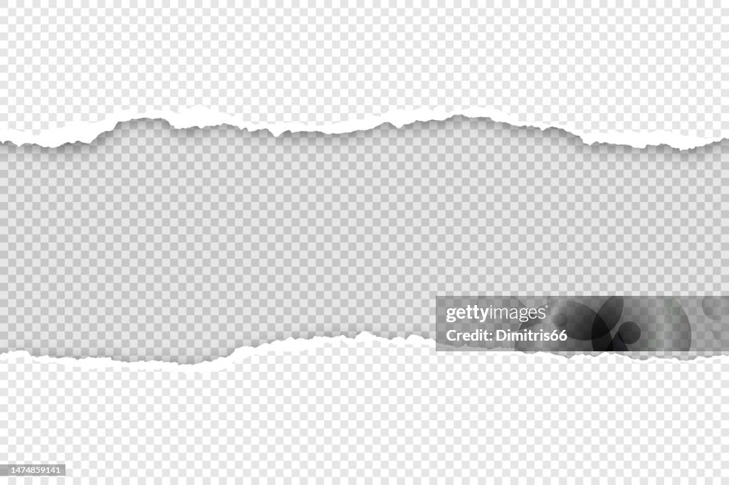 Torn paper frame on transparent background