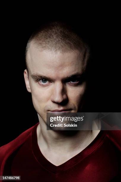 portrait of male athlete in crosssfit gym - chiaroscuro stock pictures, royalty-free photos & images