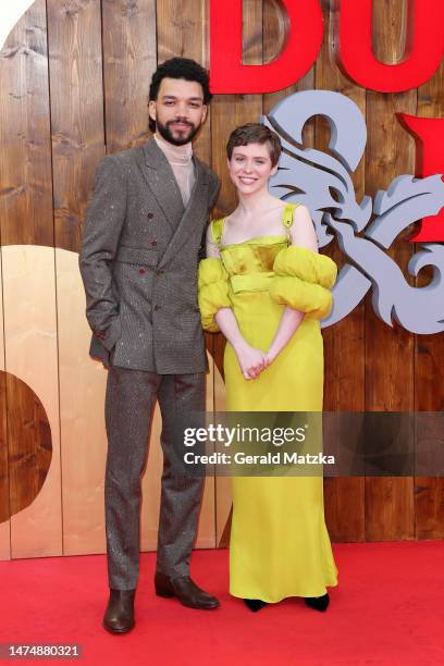 Justice Smith and Sophia Lillis attend the "Dungeons And Dragons" Premiere at Zoopalast on March 20, 2023 in Berlin, Germany.