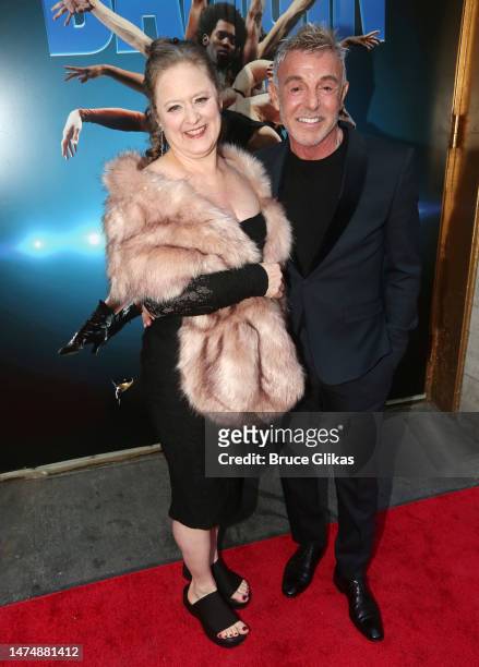 Nicole Fosse and Director/Choreographer Wayne Cilento pose at the opening night of "Bob Fosse's "Dancin'" on Broadway at The Music Box Theatre on...