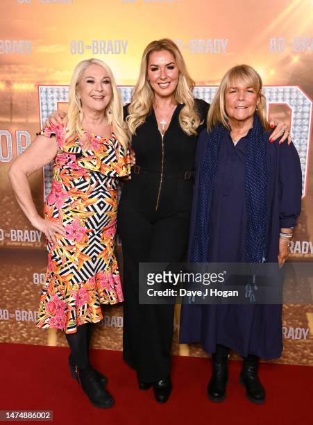 Vanessa Feltz, Claire Sweeney and Linda Robson arrive at the 80 For Brady Gala Screening at Ham Yard Hotel on March 20, 2023 in London, England.