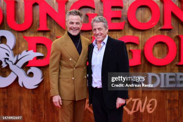 Chris Pine and Hugh Grant attend the Berlin Special Screening of Paramount Pictures' and eOne's "Dungeons & Dragons: Honor Among Thieves" at Zoo...