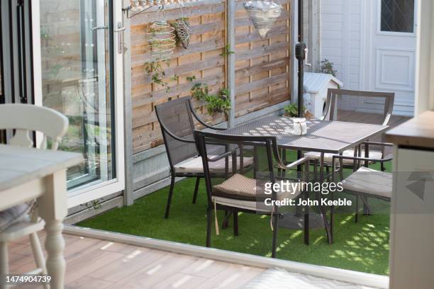 property garden exteriors - artificial grass stock pictures, royalty-free photos & images