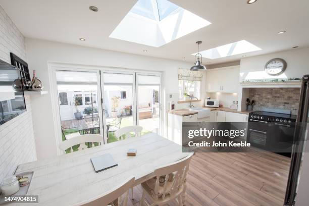 property kitchen interiors - kitchen window stock pictures, royalty-free photos & images