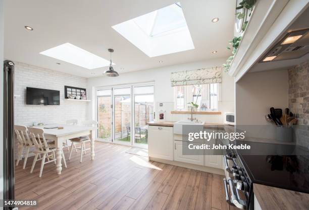 property kitchen interiors - kitchen window stock pictures, royalty-free photos & images