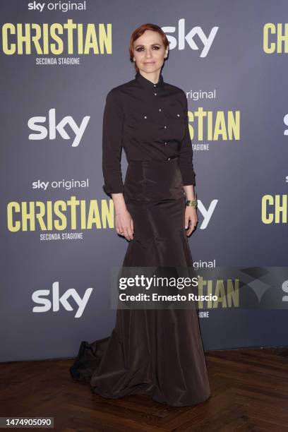 Camilla Filippi attends the photocall for the tv show "Christian 2" at Cinema Barberini on March 20, 2023 in Rome, Italy.