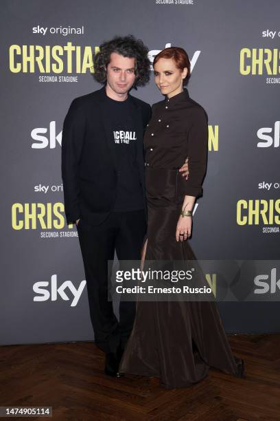 Stefano Lodovichi and Camilla Filippi attend the photocall for the tv show "Christian 2" at Cinema Barberini on March 20, 2023 in Rome, Italy.