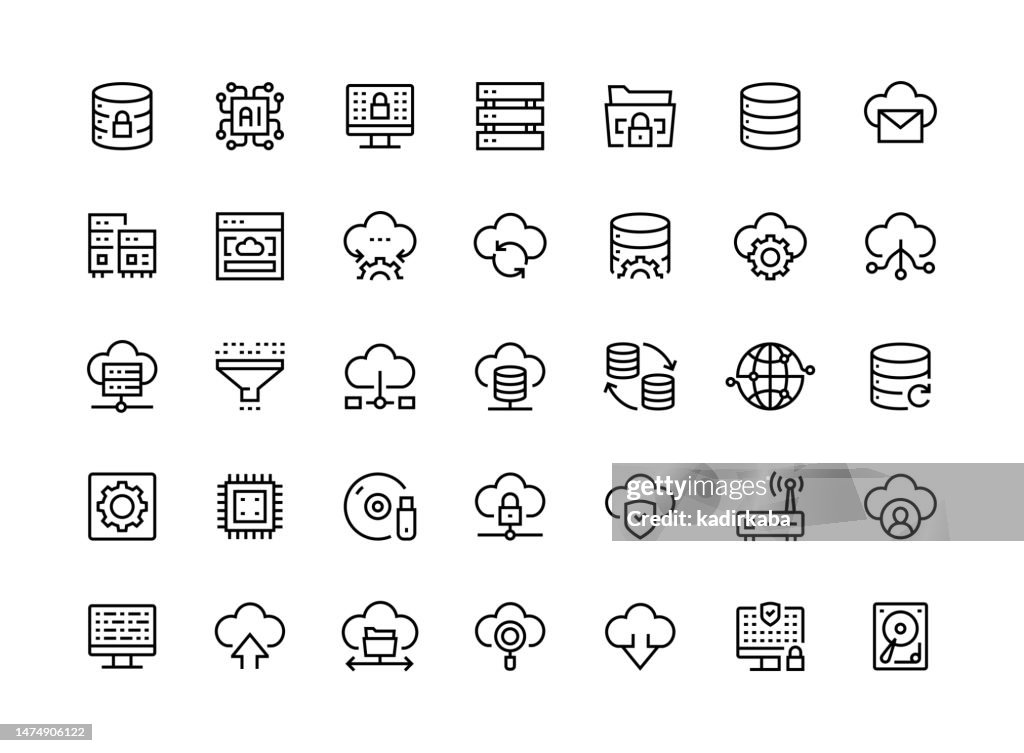 Big Data Thin Line Icon Set Series
