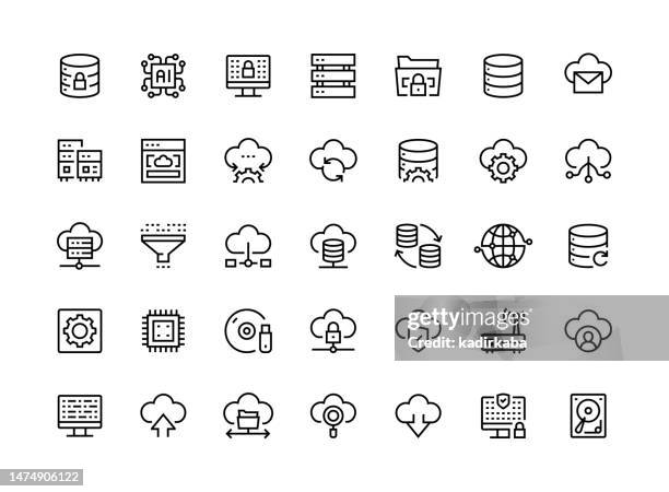 big data thin line icon set series - 防火牆 幅插畫檔、美工圖案、卡通及圖標