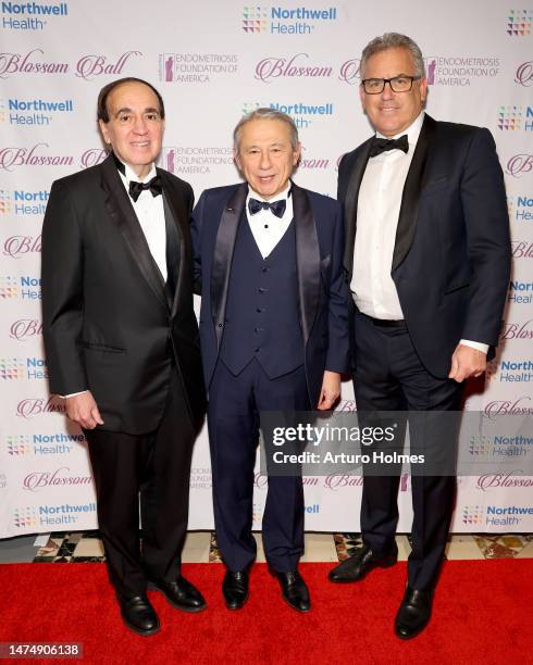 Frank Chervenak, Tamer Seckin and Michael Nimaroff attend the 11th Annual Blossom Ball at Cipriani 42nd Street on March 20, 2023 in New York City.