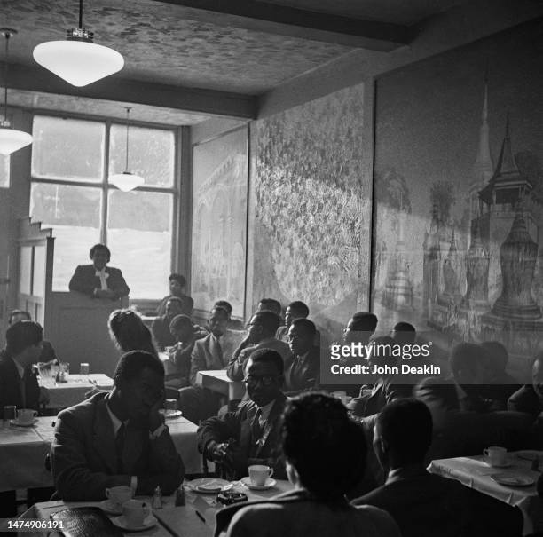 Attendees break for refreshments during the Fifth Pan-African Congress, held at Chorlton-upon-Medlock Town Hall in Manchester, 15th - 21st October...