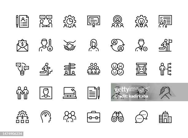 business recruitment thin line icon set series - viewpoint stock illustrations