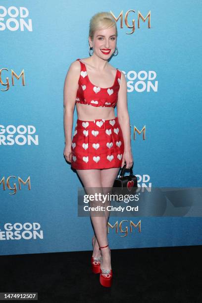 Zoe Lister-Jones attends MGM's "A Good Person" New York Screening at Metrograph on March 20, 2023 in New York City.