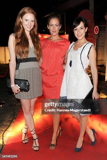 Barbara Meier, Yvonne Burbach and Maike von Bremen attends the 'Tele 5 Director's Cut' during the Munich Film Festival at the Praterinsel on June 30,...