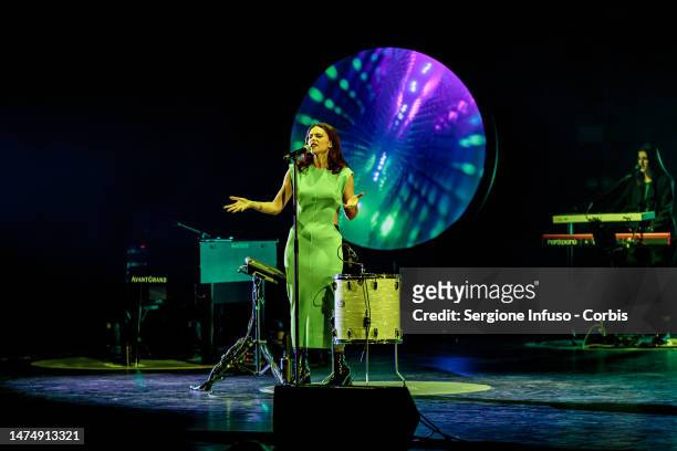 Francesca Michielin performs at Teatro Lirico Giorgio Gaber on March 20, 2023 in Milan, Italy.