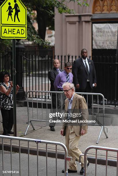 Actor/Filmmaker Woody Allen attends Alec Baldwin and Hilaria Thomas' wedding ceremony at St. Patrick's Old Cathedral on June 30, 2012 in New York...