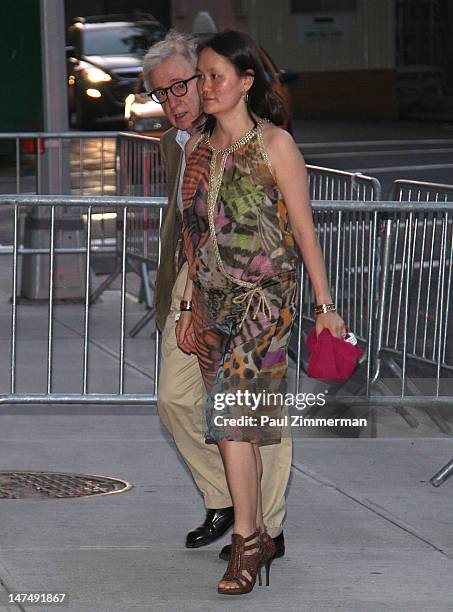 Woody Allen and Soon-Yi Previn attend Alec Baldwin and Hilaria Thomas' wedding reception held atop New York University's Kimmel Center on June 30,...