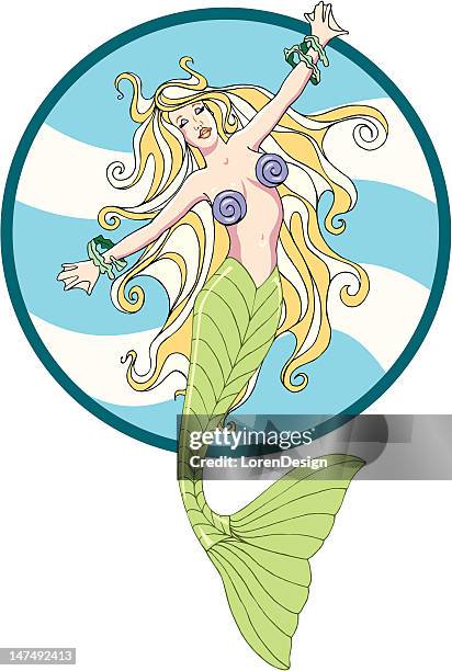 art deco mermaid - leren stock illustrations