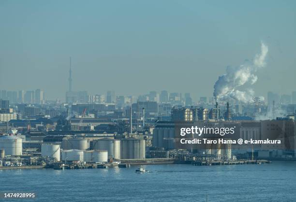 factory district in yokohama city of japan - zona industrial fotografías e imágenes de stock