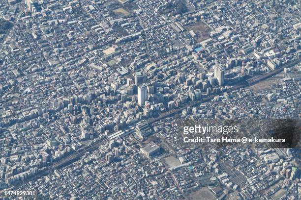 tokyo of japan landscape aerial view from airplane - nerima station stock pictures, royalty-free photos & images