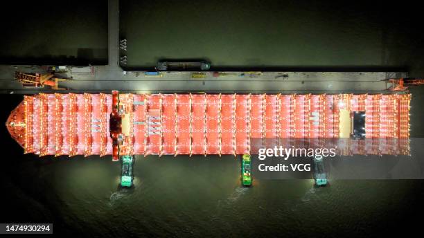 World's largest containership 'MSC Loreto' sets sail for sea trial from a shipyard of Jiangsu Yangzi-Mitsui Shipbuilding Co., Ltd on March 19, 2023...