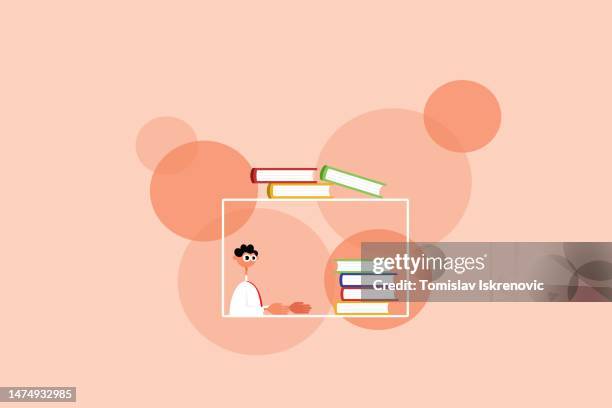 professor in online class - school avoidance stock illustrations