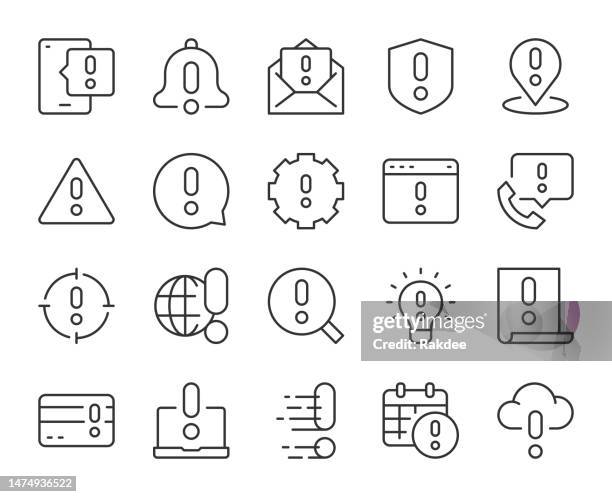 illustrations, cliparts, dessins animés et icônes de avertissement - icônes de ligne lumineuse - triangle de présignalisation