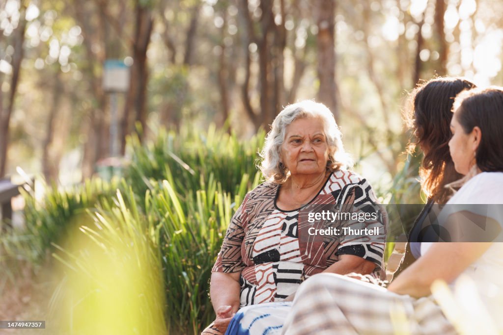 Multi-generational indigenous Australian family, three generations of Aboriginal Australian women