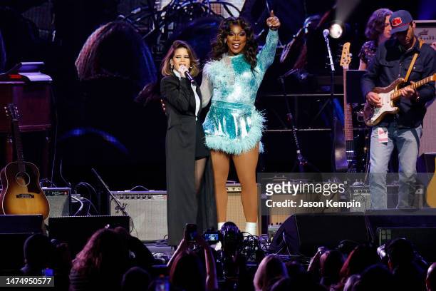 Maren Morris and Alexia Noelle Paris perform onstage during the Love Rising: Let Freedom Sing A Celebration Of Life, Liberty And The Pursuit Of...