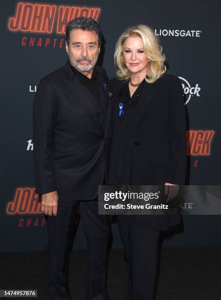 Gwen Humble, Ian McShane arrives at the Los Angeles Premiere Of Lionsgate's "John Wick: Chapter 4" at TCL Chinese Theatre on March 20, 2023 in...