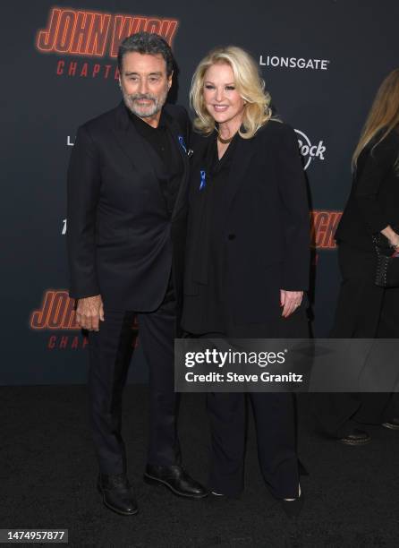 Gwen Humble, Ian McShane arrives at the Los Angeles Premiere Of Lionsgate's "John Wick: Chapter 4" at TCL Chinese Theatre on March 20, 2023 in...