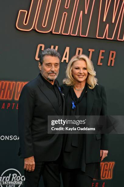 Ian McShane and Gwen Humble attend the Premiere Of Lionsgate's "John Wick: Chapter 4" at TCL Chinese Theatre on March 20, 2023 in Hollywood,...