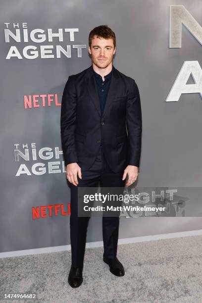 Gabriel Basso attends the Los Angeles premiere of Netflix's "The Night Agent" at TUDUM Theater on March 20, 2023 in Hollywood, California.