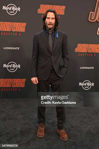 Keanu Reeves attends the Premiere Of Lionsgate's "John Wick: Chapter 4" at TCL Chinese Theatre on March 20, 2023 in Hollywood, California.