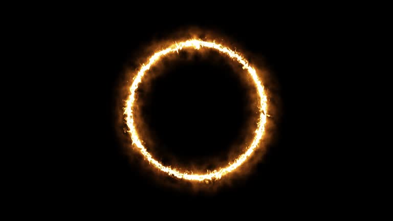 Round Light Rotation Animation Fire Futuristic Round Circle Two Lights Rotation. Trendy Glow Light ...