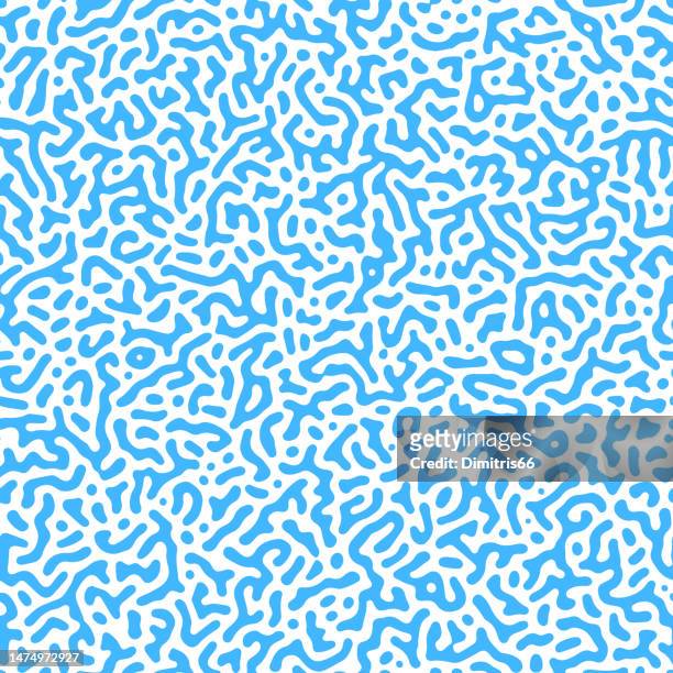 seamless blue turing pattern - organic shapes stock illustrations